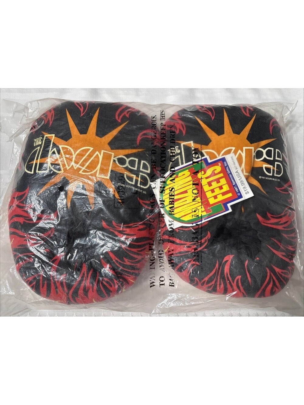 Vintage NEW 1997 The Doors Spencer Gifts Amazing Feets Plush Slippers Sz L